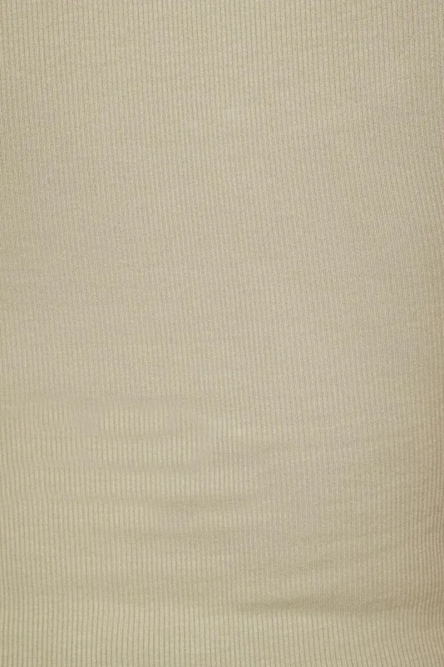Dynamite Short Sleeve Tops Women Ribbed Scoop Neck T Shirt Beige