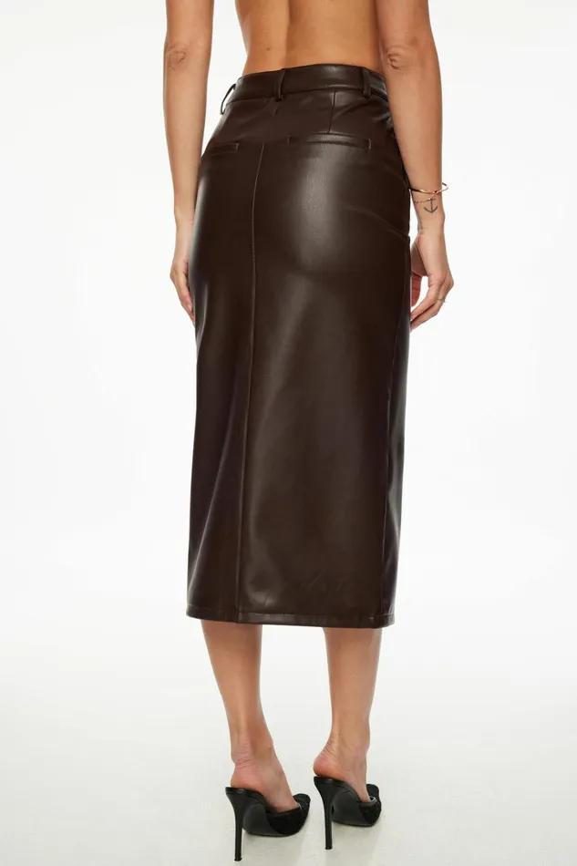 Dynamite Skirts and Skorts Women Danbi Faux Leather Midi Skirt Brown