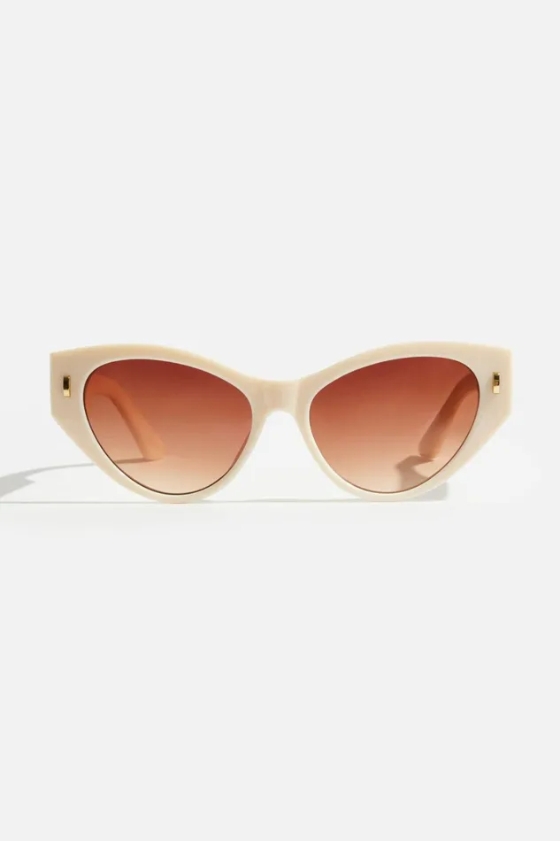 Dynamite Sunglasses Women Classic Wide Arm CatEye Sunglasses Beige