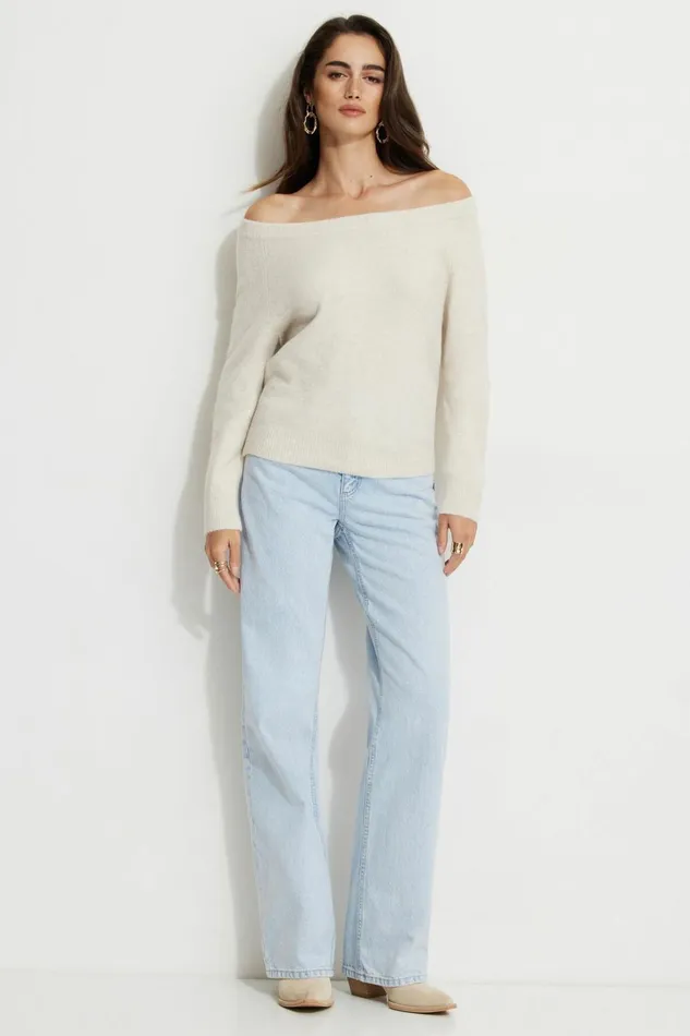 Dynamite Tops Women Heavenlyarn Off Shoulder Sweater Beige