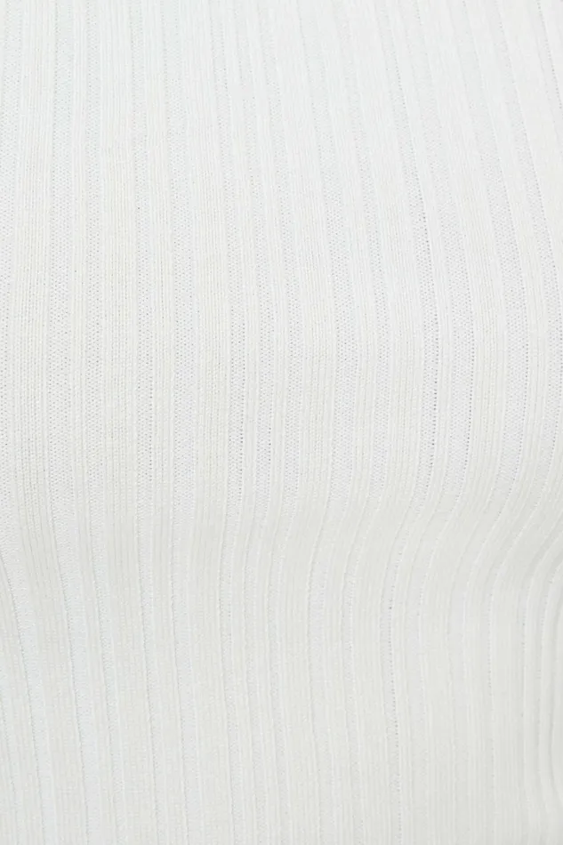 Dynamite Tops Women Ribbed Boat Neck Tank Top White