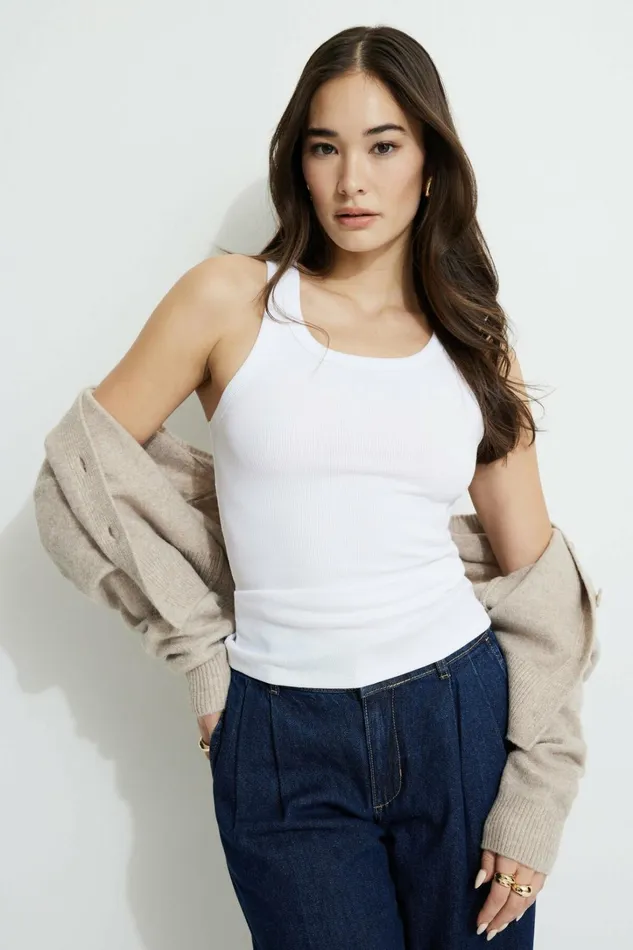 Dynamite Tops Women Rio Ribbed Tank Top White