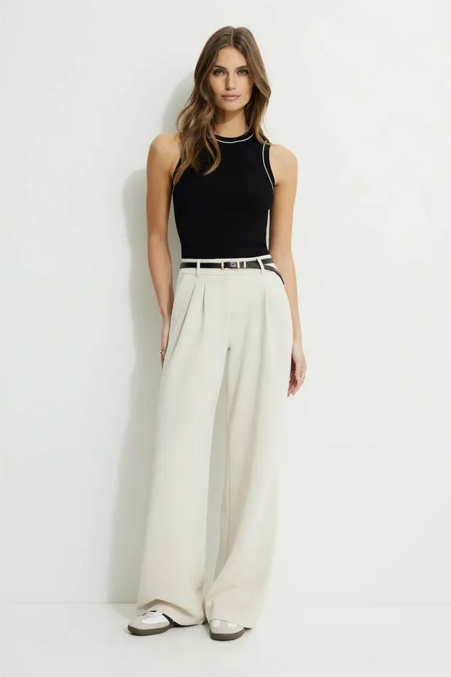 Dynamite Tops Women Stretch Rib Rolled Hem Tank Black