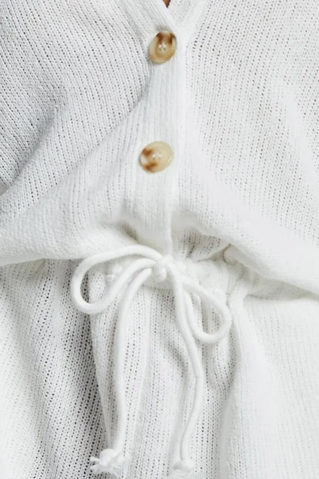 Edeline Playsuit 8211 Button Front Short Sleeve Drawstring Waist In Off White Women Showpo Rompers