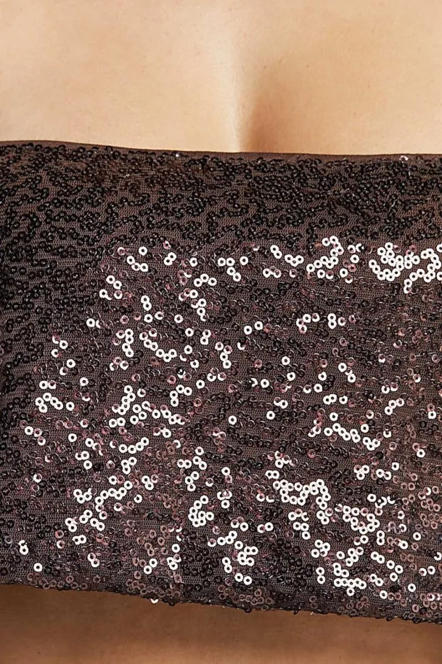 Elswyth Top 8211 Strappy Sequin Crop Cami Top In Chocolate Women Showpo Tops