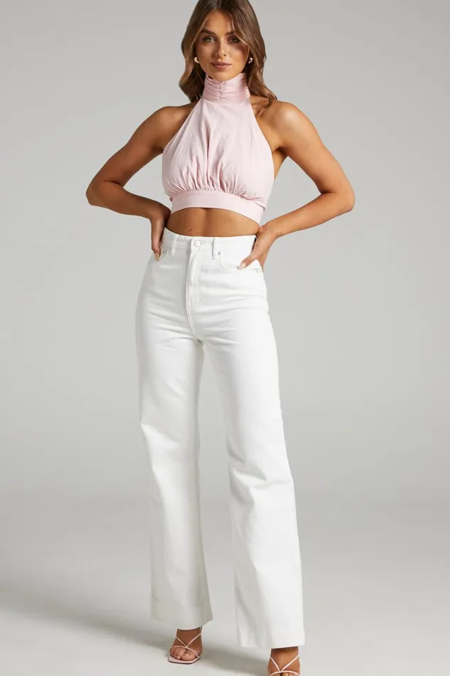 Emman Jeans 8211 High Waisted Cotton Wide Leg Denim Jeans In Ecru Women Showpo Jeans