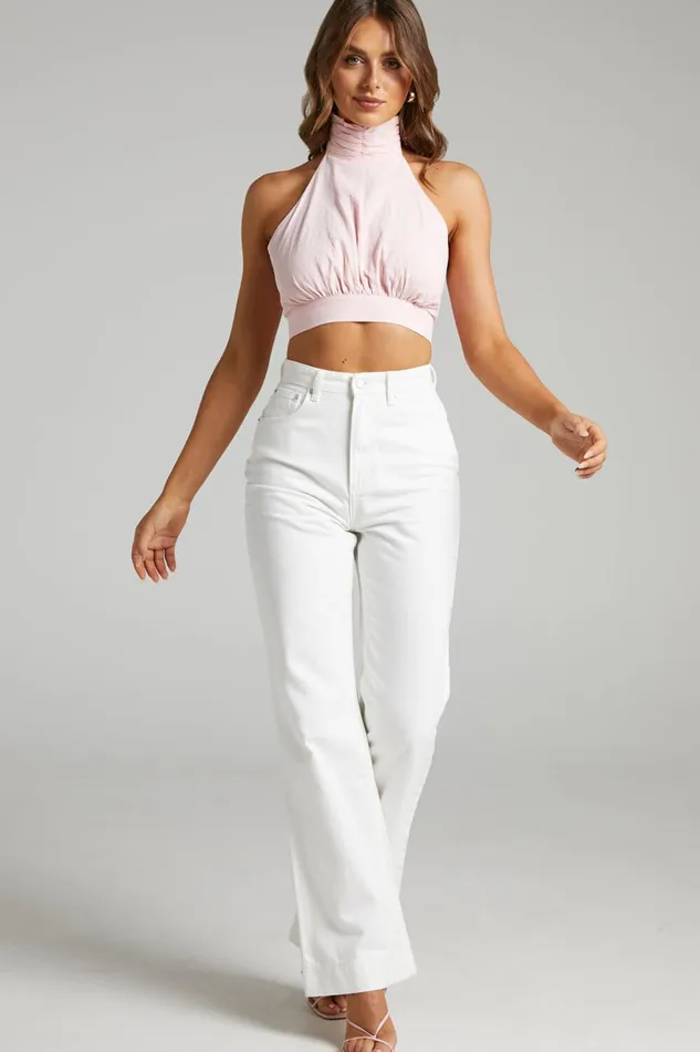 Emman Jeans 8211 High Waisted Cotton Wide Leg Denim Jeans In Ecru Women Showpo Jeans