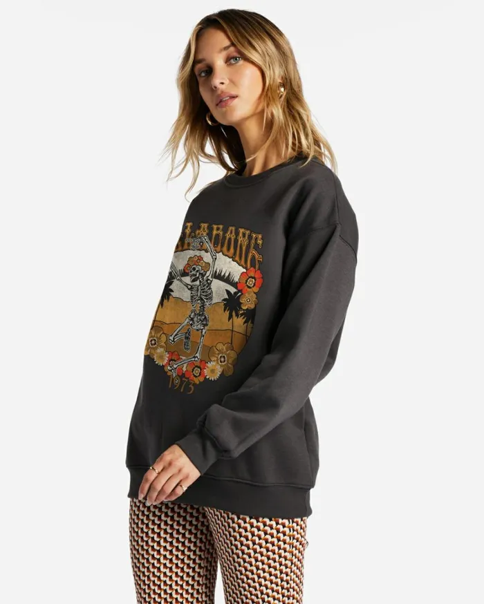 Energy And Wisdom Sweatshirt Off Black Women Billabong Sweatshirts and Fleece