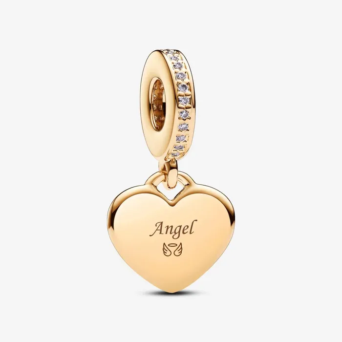 Engravable Charms Women Pandora Engravable Heart Tag Dangle Charm Gold Plated