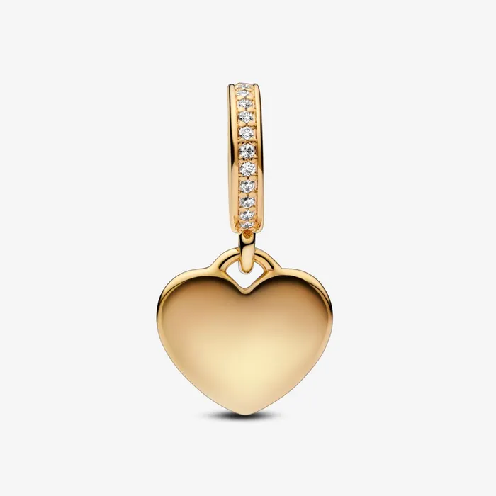 Engravable Charms Women Pandora Engravable Heart Tag Dangle Charm Gold Plated