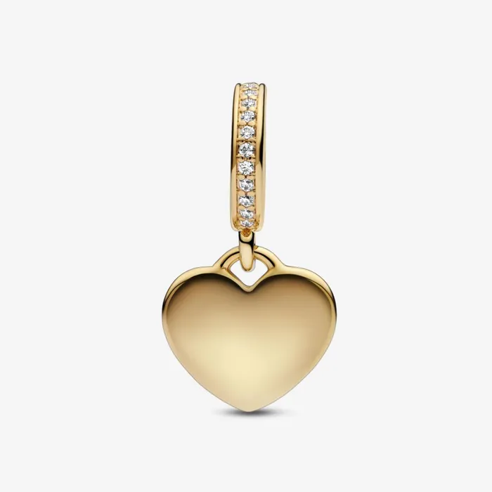 Engravable Charms Women Pandora Engravable Heart Tag Dangle Charm Gold Plated
