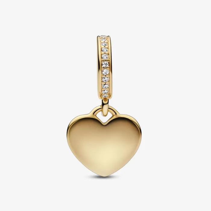 Engravable Charms Women Pandora Engravable Heart Tag Dangle Charm Gold Plated