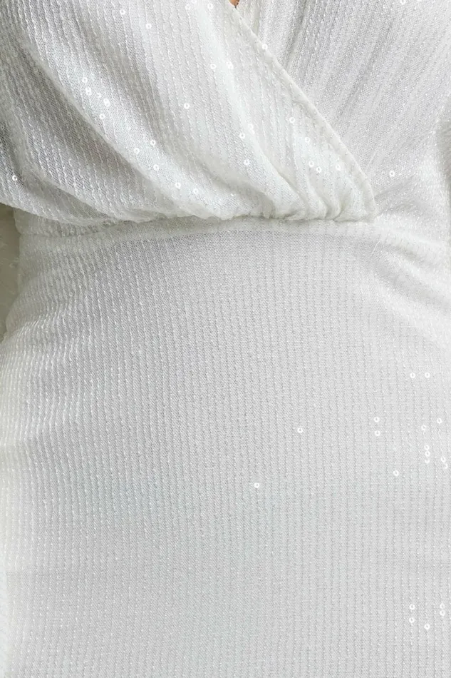 Erine Mini Dress 8211 Long Sleeve Sequin Dress In White Women Showpo Dresses