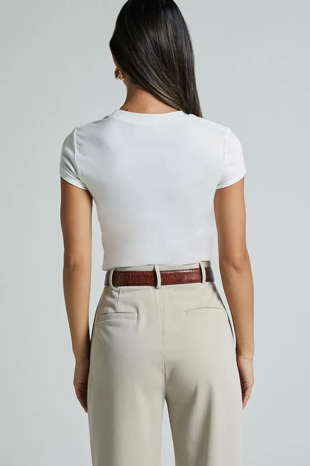 Estrella Top 8211 Crew Neck Short Sleeve Shirt In White Women Showpo Basics