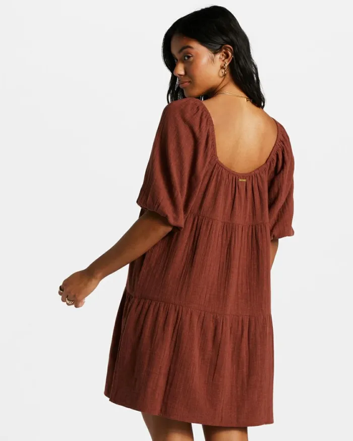 Fall For Ya Babydoll Dress Mocha Women Billabong Mini Dresses