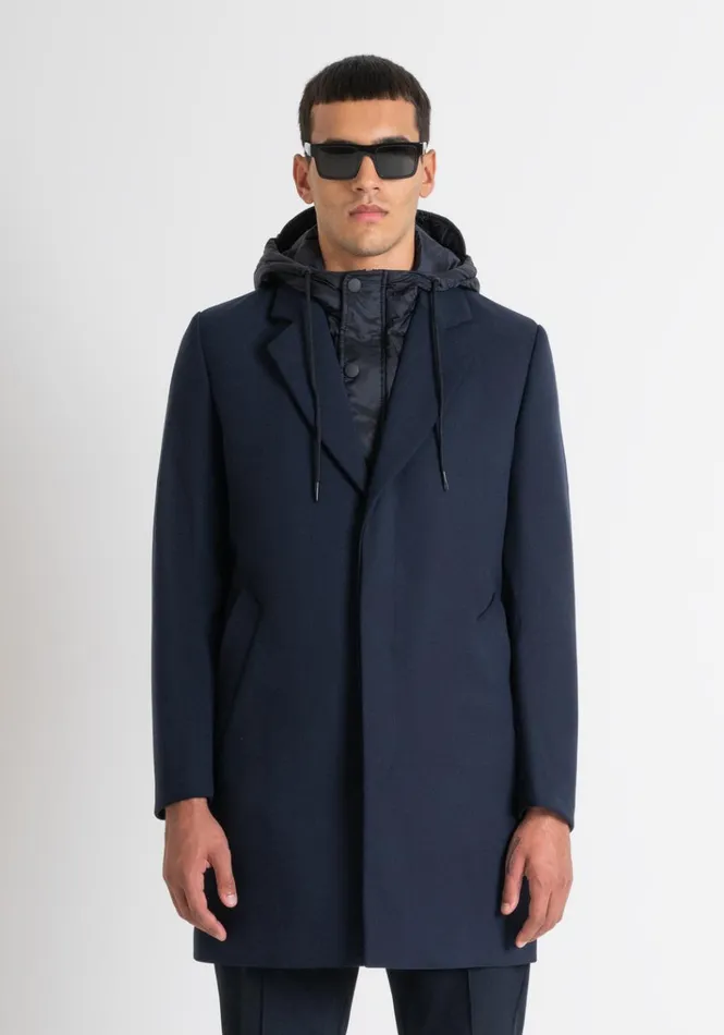 Field Jackets And Coats Men Antony Morato Blue Regular Fit Coat With Hooded Inner Vest Blue Ink Field Jackets And Coats Men Antony Morato Blue Regular Fit Coat With Hooded Inner Vest Blue Ink