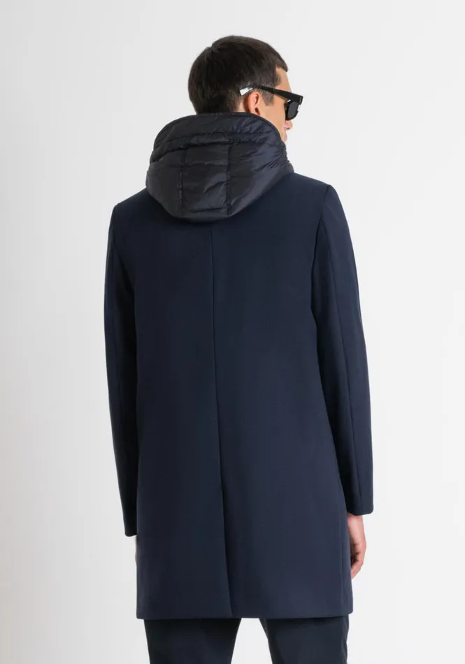Field Jackets And Coats Men Antony Morato Blue Regular Fit Coat With Hooded Inner Vest Blue Ink