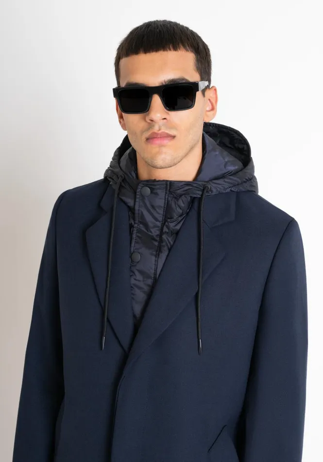 Field Jackets And Coats Men Antony Morato Blue Regular Fit Coat With Hooded Inner Vest Blue Ink