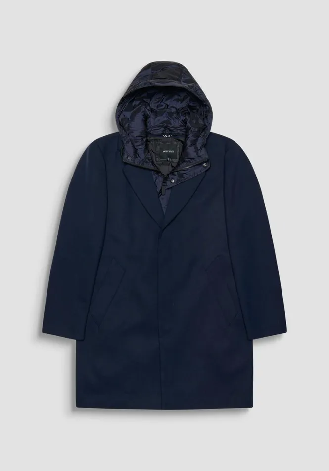 Field Jackets And Coats Men Antony Morato Blue Regular Fit Coat With Hooded Inner Vest Blue Ink