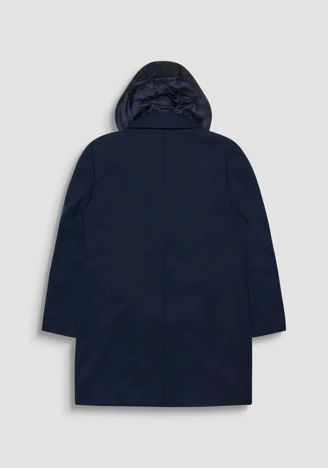 Field Jackets And Coats Men Antony Morato Blue Regular Fit Coat With Hooded Inner Vest Blue Ink