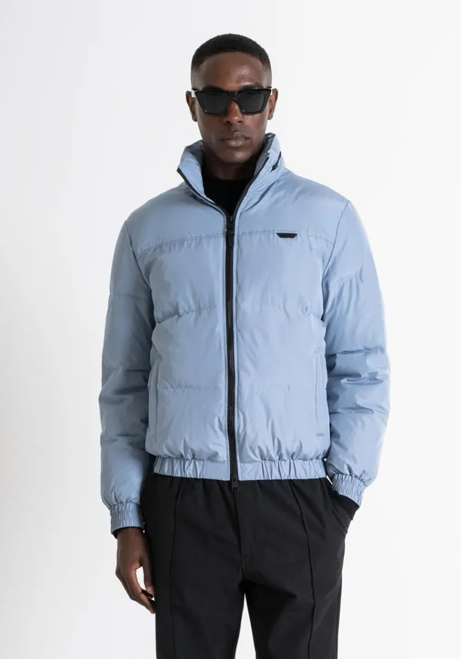 Field Jackets And Coats Men Antony Morato Light Blue Regular Fit Down Jacket With Dupont Sorona Synthetic Padding And Logo Powder