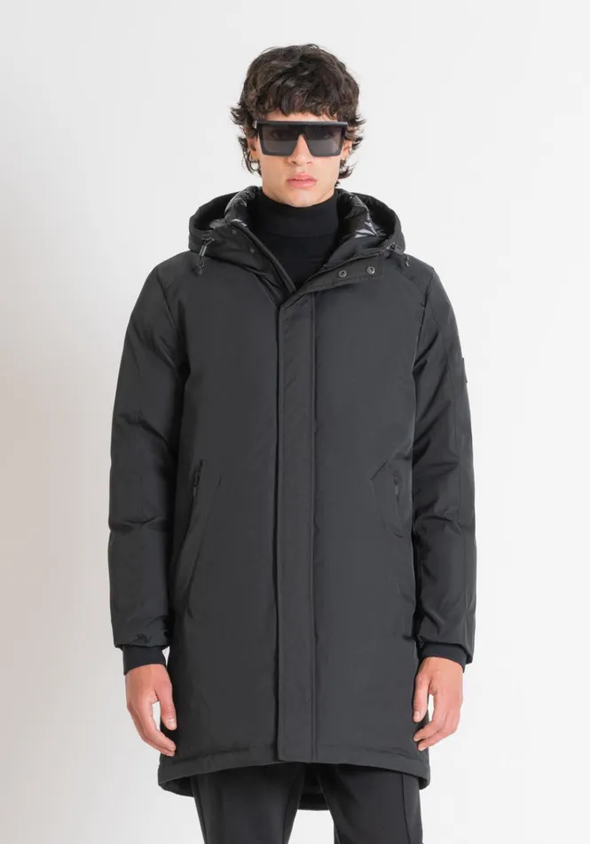 Field Jackets And Coats Men Antony Morato Regular Fit Black Parka In Sustainable Polyester With Logo Black Field Jackets And Coats Men Antony Morato Regular Fit Black Parka In Sustainable Polyester With Logo Black