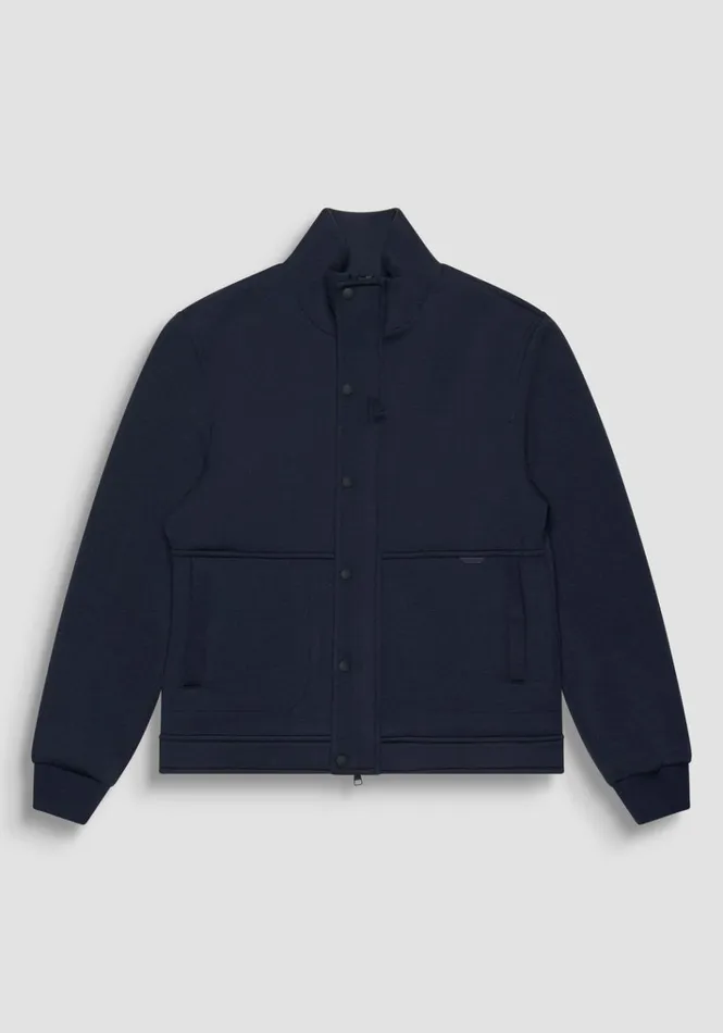 Field Jackets And Coats Men Antony Morato Regular Fit Scuba Stretch Jacket With Rubberized Logo Blue Ink