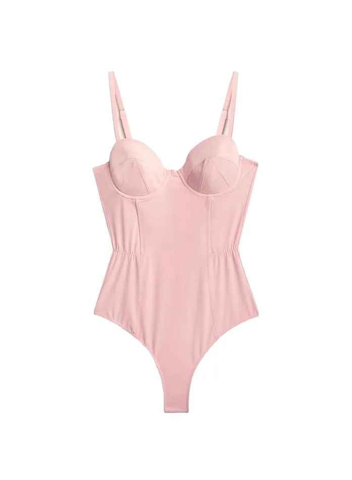 Fleur Du Mal Bodysuits Women Eco Luxe Jersey Bullet Bodysuit Rose Pink Fleur Du Mal Bodysuits Women Eco Luxe Jersey Bullet Bodysuit Rose Pink