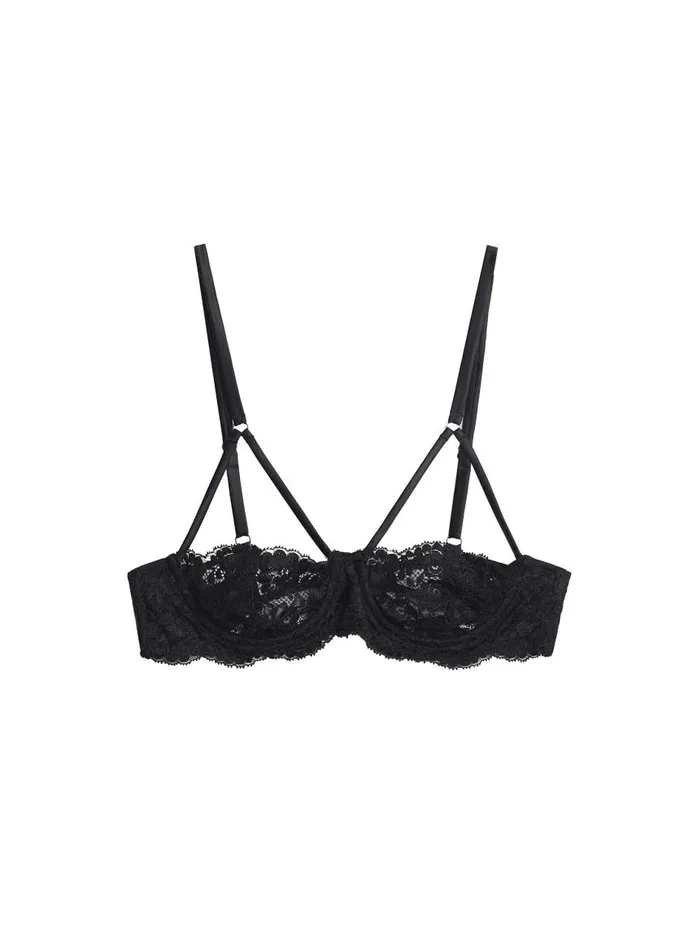 Fleur Du Mal Bondage and Peekaboo Bras Women Foxy Lace Half Cup Bra Black Fleur Du Mal Bondage and Peekaboo Bras Women Foxy Lace Half Cup Bra Black