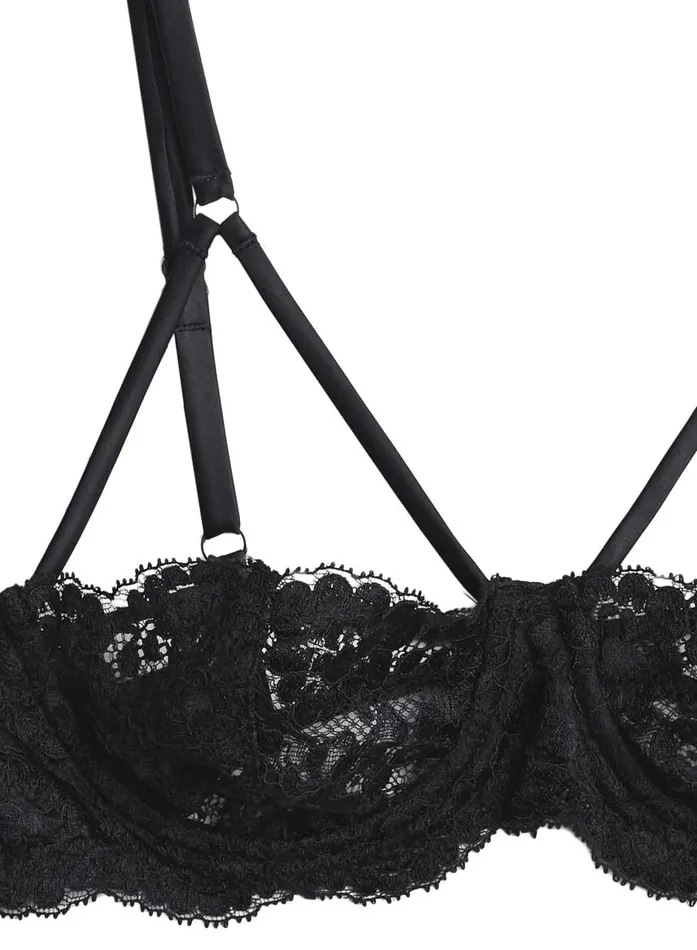 Fleur Du Mal Bondage and Peekaboo Bras Women Foxy Lace Half Cup Bra Black Fleur Du Mal Bondage and Peekaboo Bras Women Foxy Lace Half Cup Bra Black