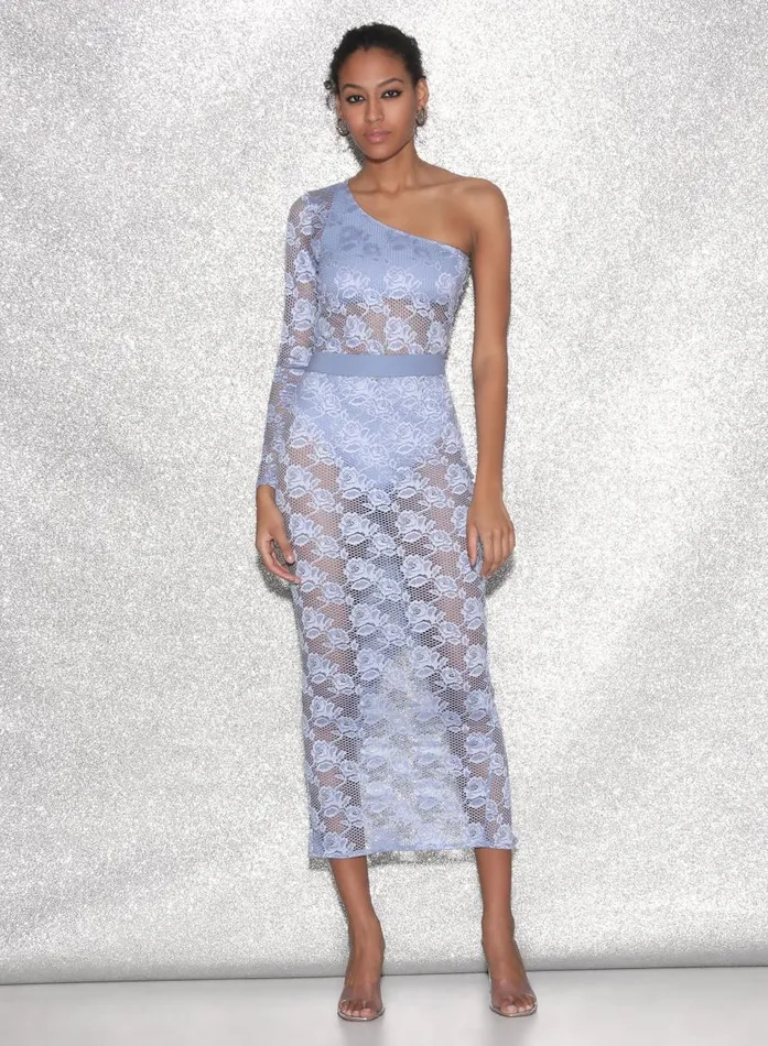 Fleur Du Mal Bottoms Women Rosalia Lace Skirt Denim Blue