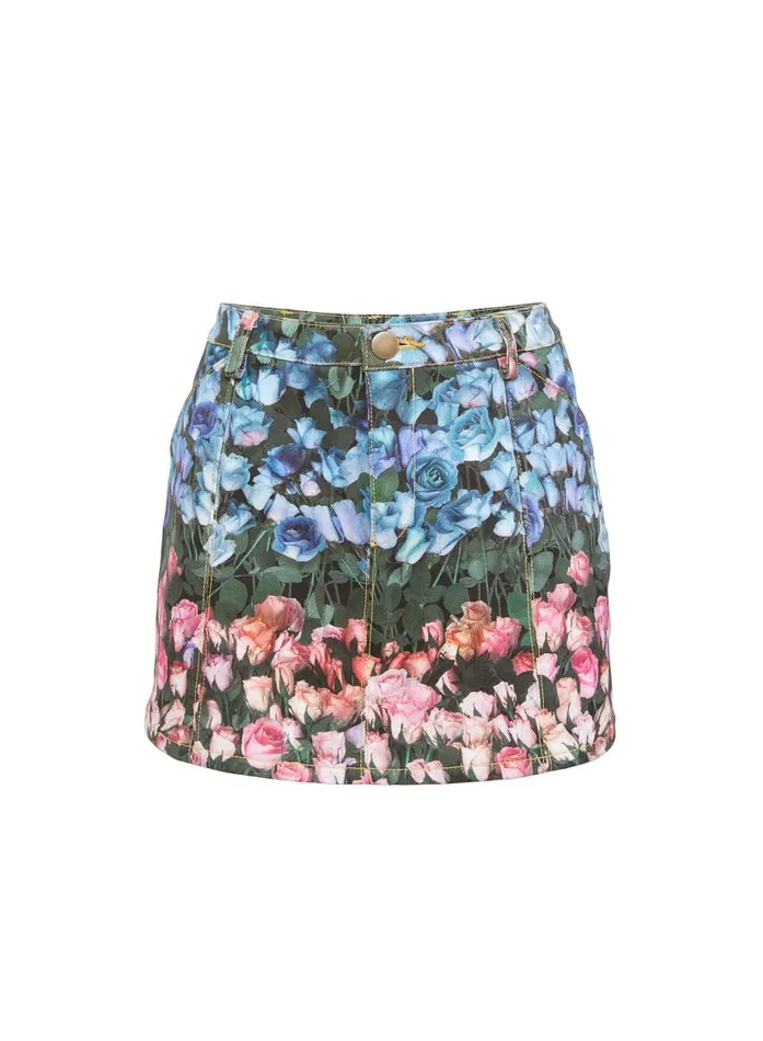 Fleur Du Mal Bottoms Women Rose Stripe Denim Mini Skirt Rose Stripe Fleur Du Mal Bottoms Women Rose Stripe Denim Mini Skirt Rose Stripe