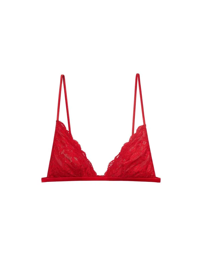 Fleur Du Mal Bralettes and Wireless Bras Women Charlotte Triangle Bra Rouge Fleur Du Mal Bralettes and Wireless Bras Women Charlotte Triangle Bra Rouge