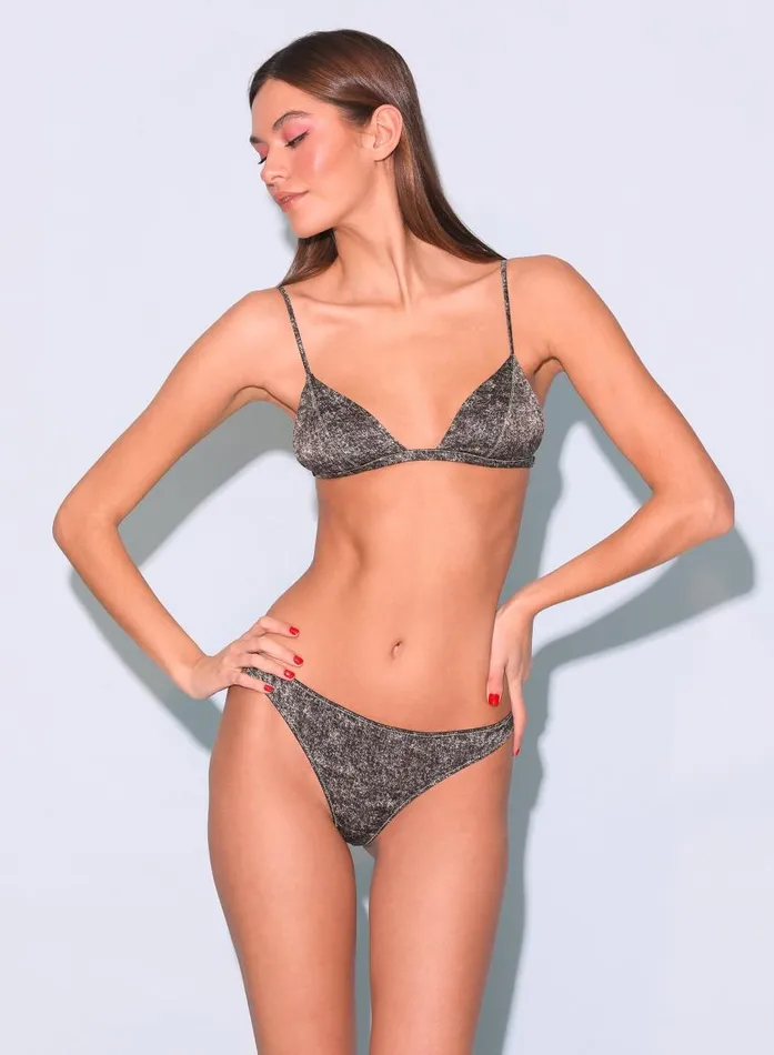 Fleur Du Mal Bralettes and Wireless Bras Women Luxe Triangle Bra Grey Acid Wash