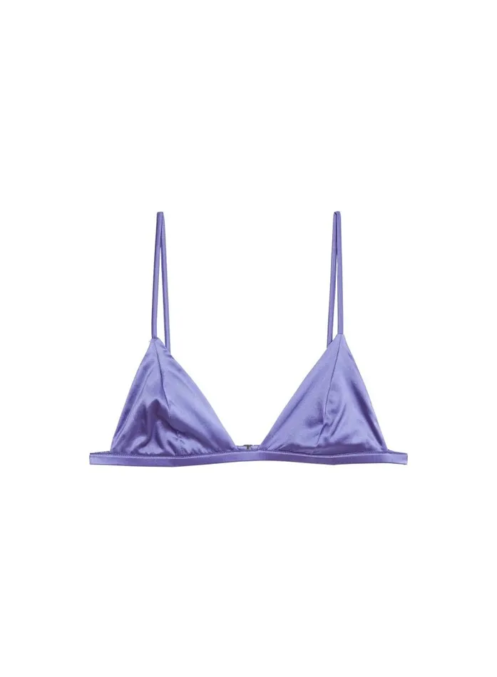 Fleur Du Mal Bralettes and Wireless Bras Women Luxe Triangle Bra Periwinkle Fleur Du Mal Bralettes and Wireless Bras Women Luxe Triangle Bra Periwinkle