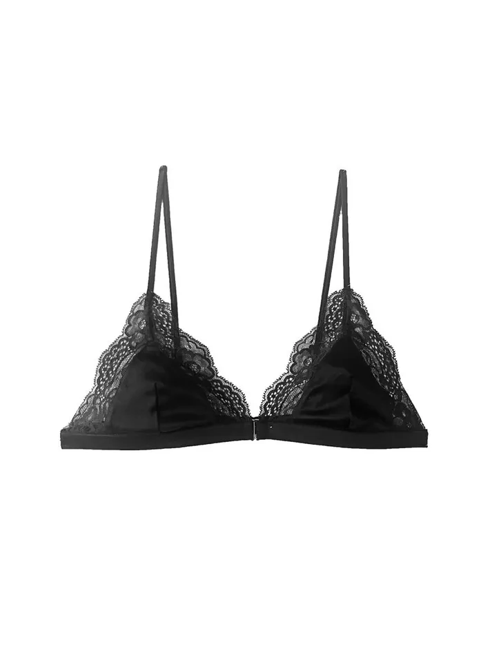Fleur Du Mal Bralettes and Wireless Bras Women Naomi Lace Triangle Bra Black Fleur Du Mal Bralettes and Wireless Bras Women Naomi Lace Triangle Bra Black