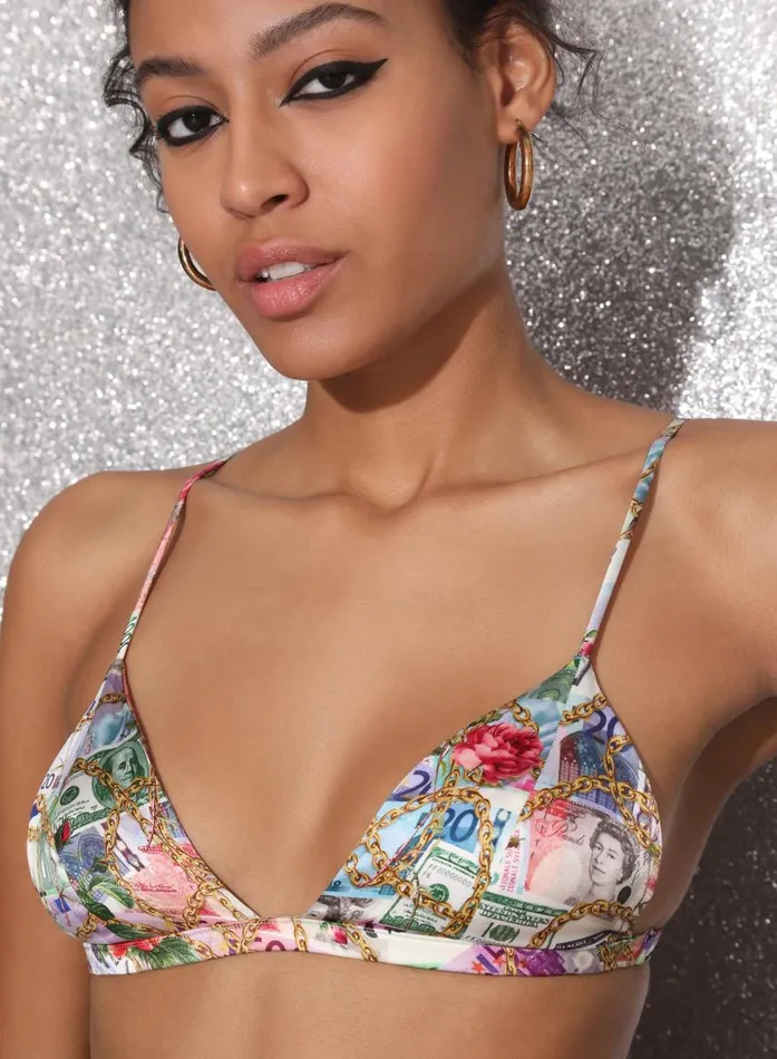 Fleur Du Mal Bralettes and Wireless Bras Women So Money Luxe Triangle Bra So Money Print Fleur Du Mal Bralettes and Wireless Bras Women So Money Luxe Triangle Bra So Money Print