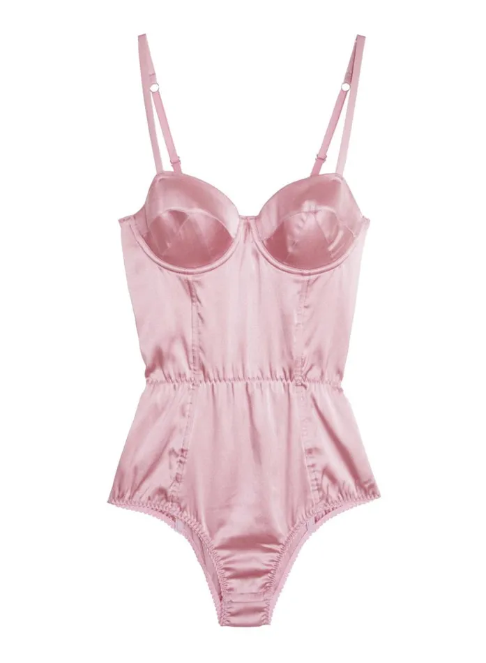 Fleur Du Mal Bridal Women Satin Bullet Bodysuit Rose Pink Fleur Du Mal Bridal Women Satin Bullet Bodysuit Rose Pink