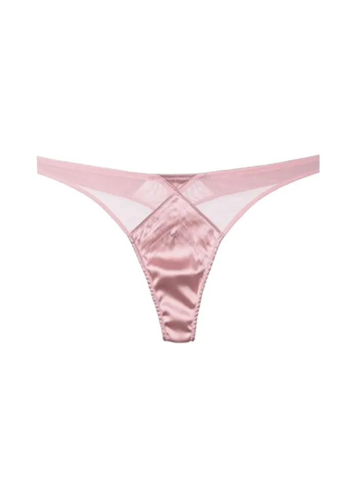 Fleur Du Mal Bridal Women Top Stitch Thong Rose Pink Fleur Du Mal Bridal Women Top Stitch Thong Rose Pink