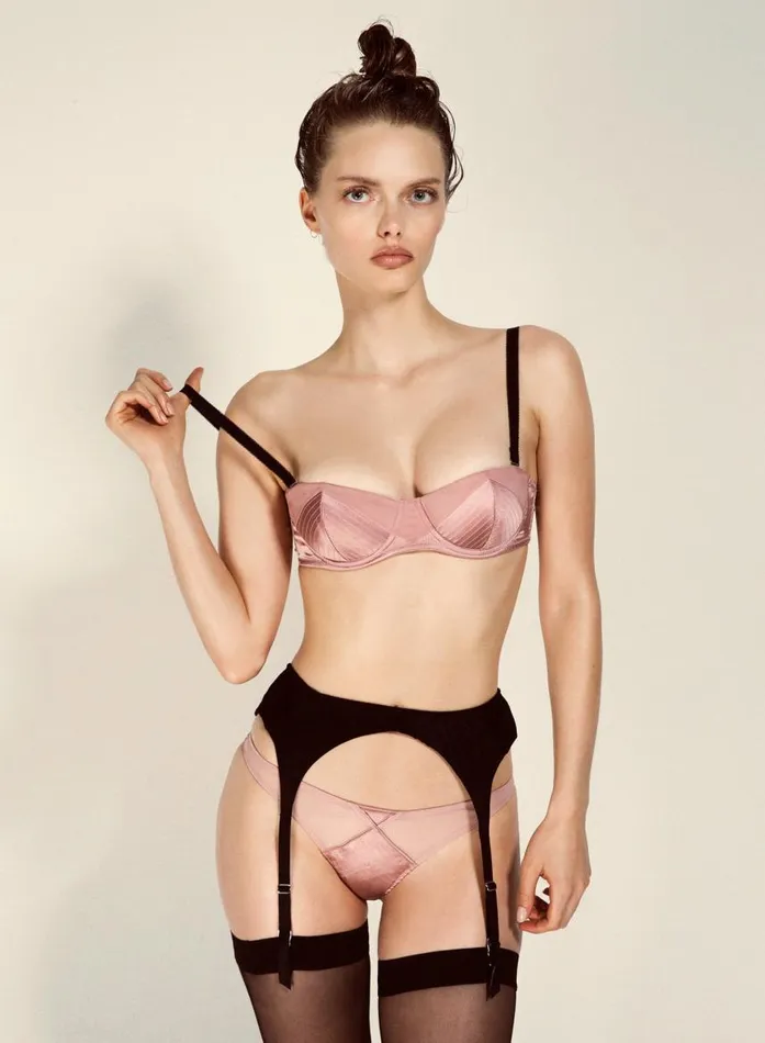 Fleur Du Mal Bridal Women Top Stitch Thong Rose Pink Fleur Du Mal Bridal Women Top Stitch Thong Rose Pink