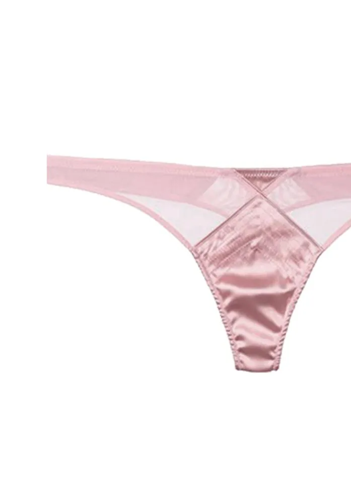 Fleur Du Mal Bridal Women Top Stitch Thong Rose Pink Fleur Du Mal Bridal Women Top Stitch Thong Rose Pink