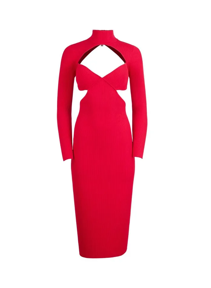 Fleur Du Mal Dresses Women Knit Cross Back Midi Dress Chilli Fleur Du Mal Dresses Women Knit Cross Back Midi Dress Chilli