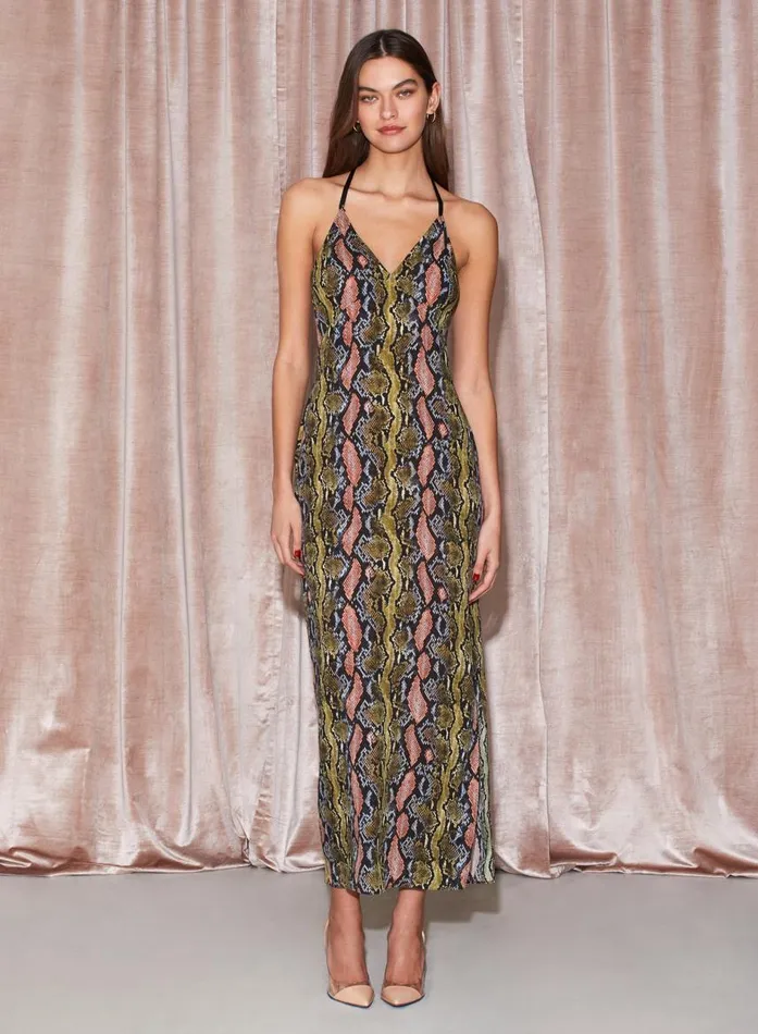 Fleur Du Mal Dresses Women Maxi TBack Slip Python Print Fleur Du Mal Dresses Women Maxi TBack Slip Python Print