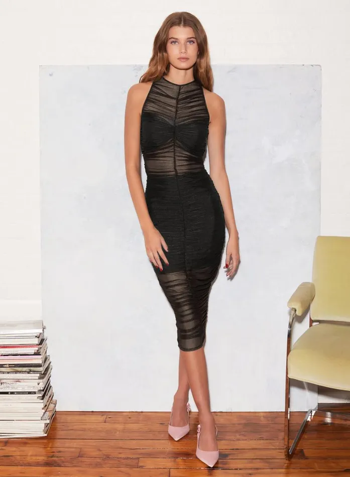 Fleur Du Mal Dresses Women Ruched Midi Dress Black