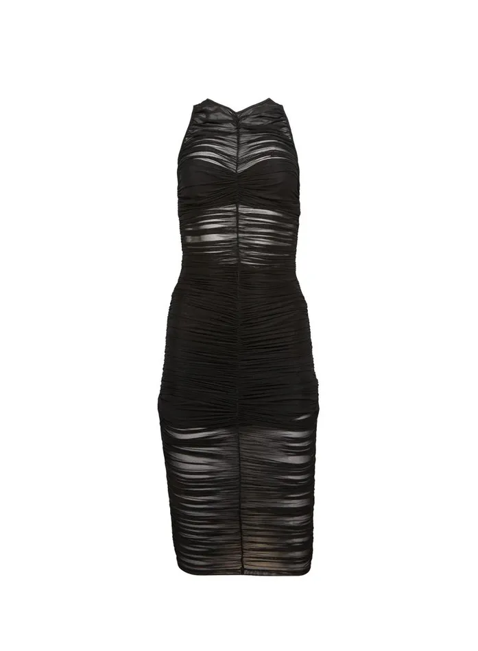 Fleur Du Mal Dresses Women Ruched Midi Dress Black Fleur Du Mal Dresses Women Ruched Midi Dress Black