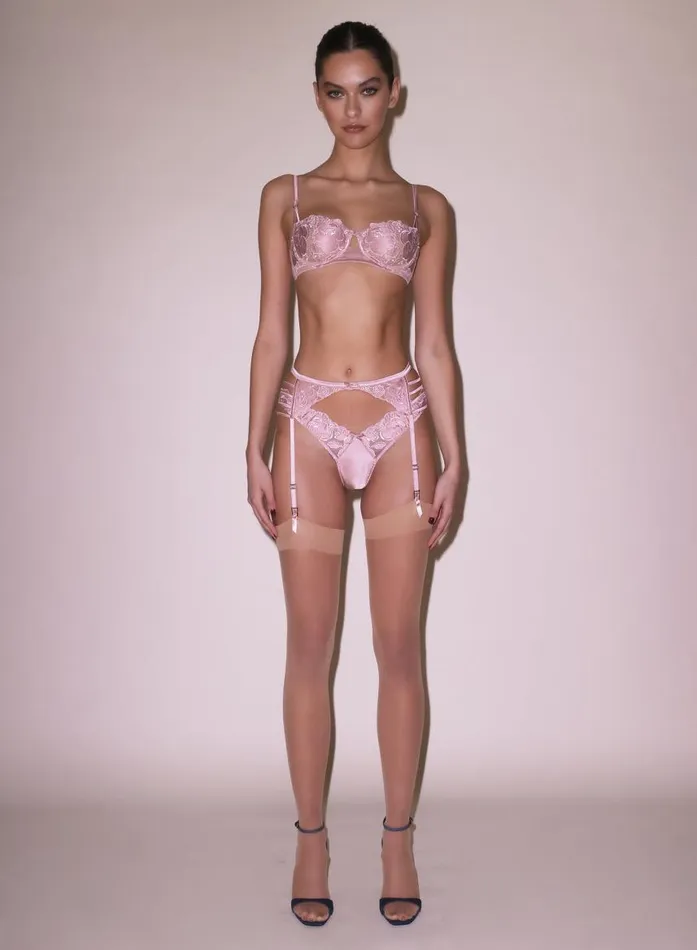 Fleur Du Mal Fuller Cup Bras Women Rose Logo Embroidery Balconette Bra Rose Pink Fleur Du Mal Fuller Cup Bras Women Rose Logo Embroidery Balconette Bra Rose Pink