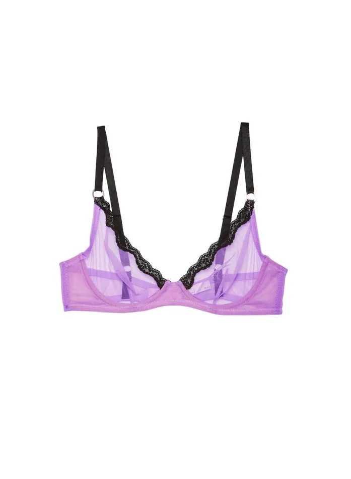 Fleur Du Mal Fuller Cup Bras Women Sheer Tulle Demi Bra Spring Lavender Fleur Du Mal Fuller Cup Bras Women Sheer Tulle Demi Bra Spring Lavender