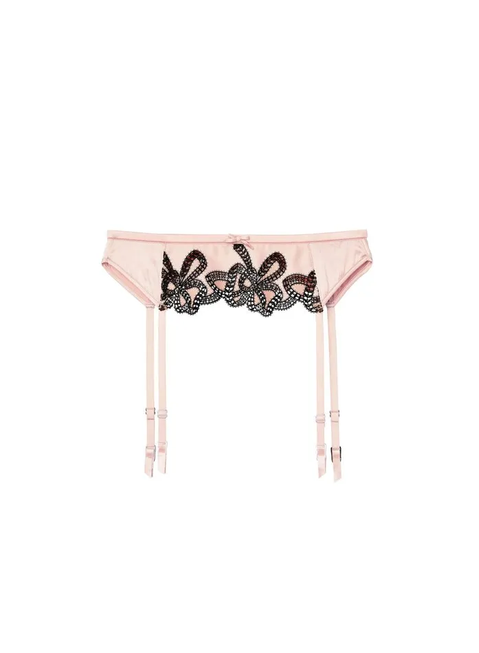 Fleur Du Mal Garters and Belts Women Bow Guipure Embroidery Garter Powder Pink Fleur Du Mal Garters and Belts Women Bow Guipure Embroidery Garter Powder Pink