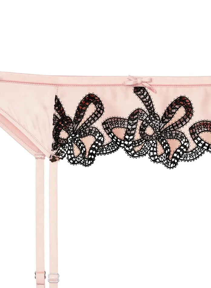 Fleur Du Mal Garters and Belts Women Bow Guipure Embroidery Garter Powder Pink Fleur Du Mal Garters and Belts Women Bow Guipure Embroidery Garter Powder Pink