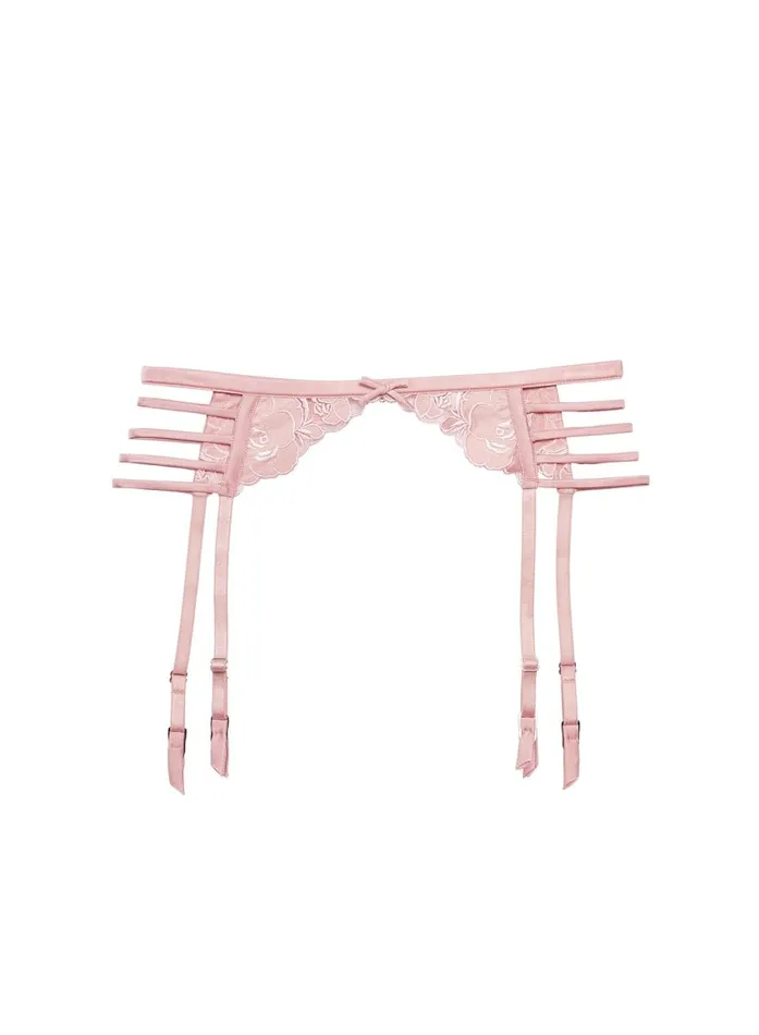 Fleur Du Mal Garters and Belts Women Rose Logo Embroidery Garter Belt Rose Pink Fleur Du Mal Garters and Belts Women Rose Logo Embroidery Garter Belt Rose Pink